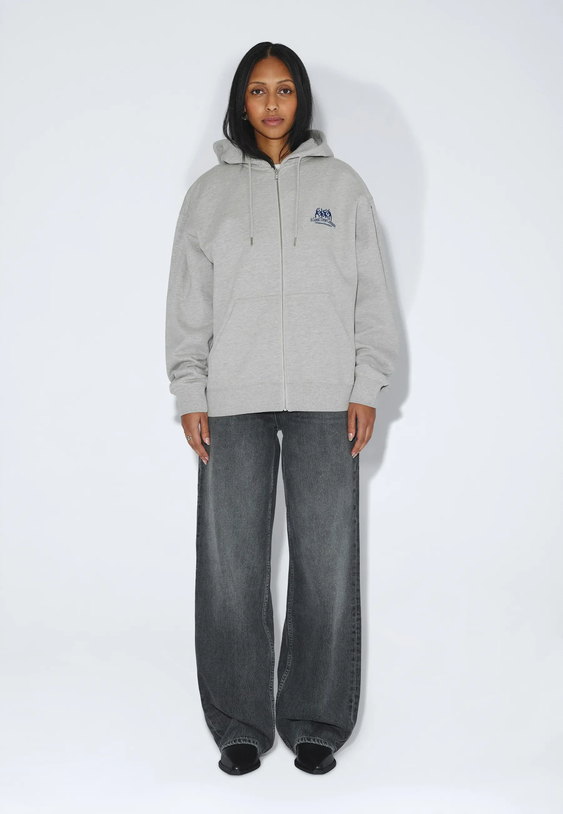 Aiden Zip Hoodie - Grey Melange Time - Image 5