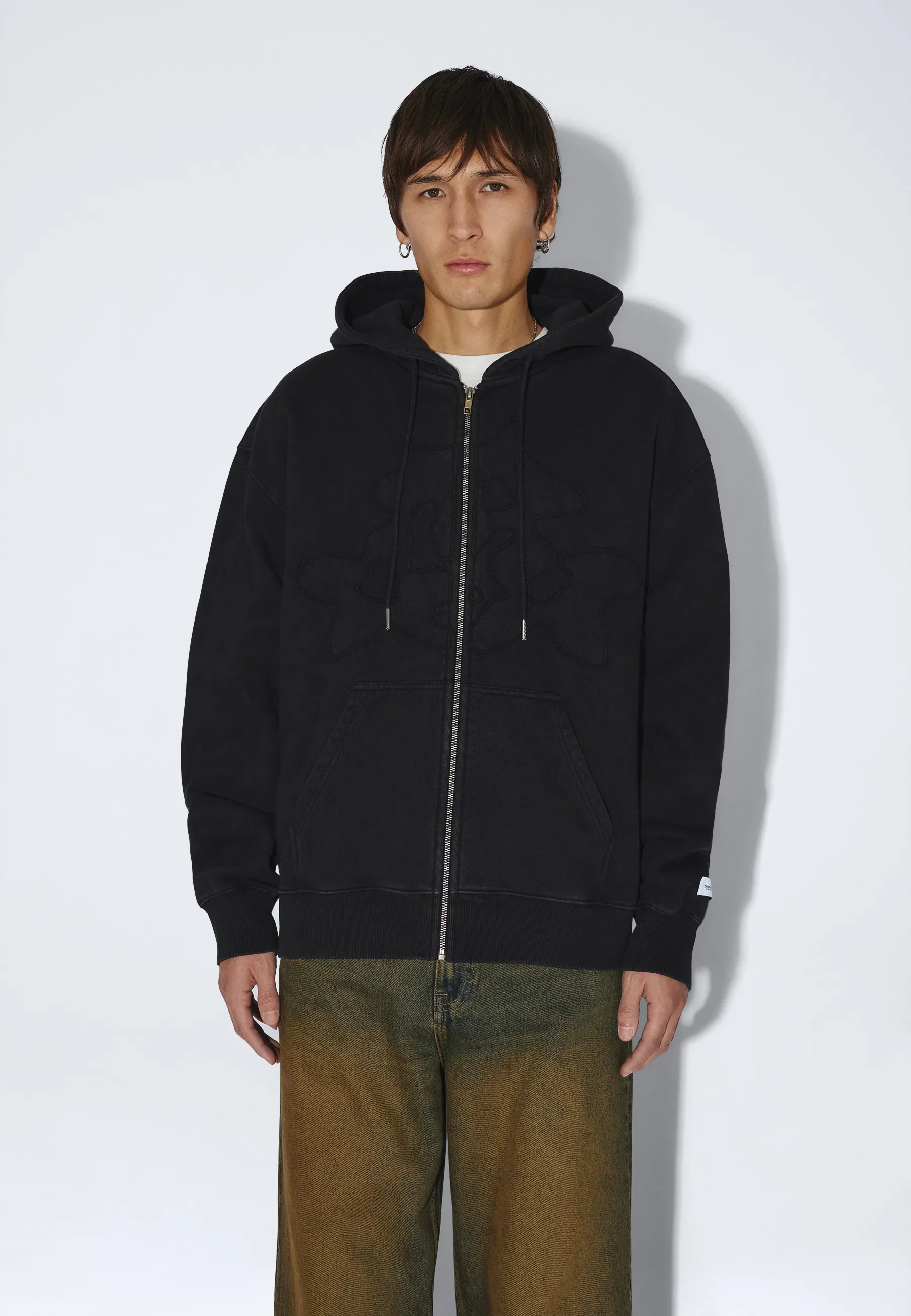 Aiden Zip Hoodie - Washed Black Patch - Image 10
