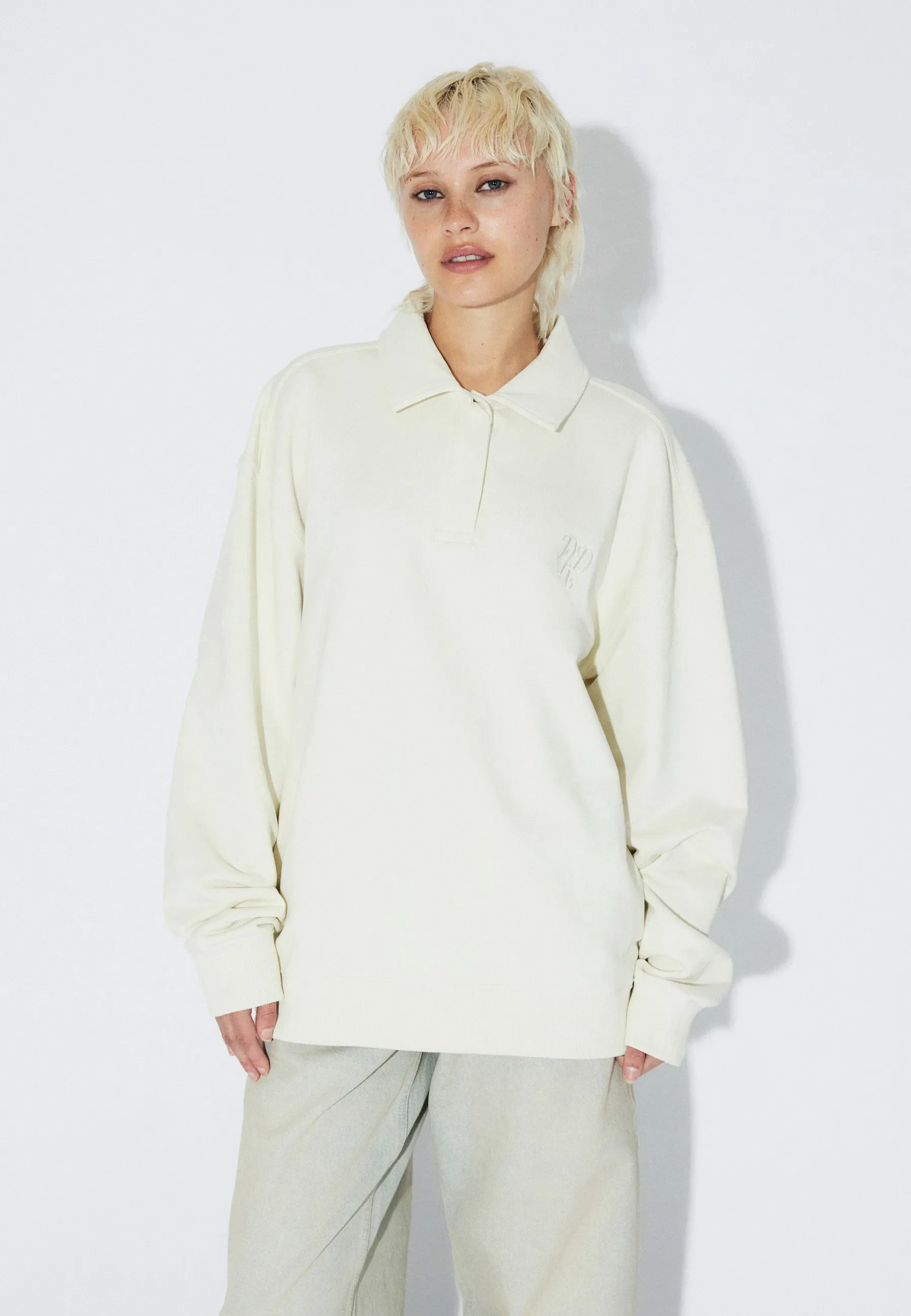 Brady Collar Sweatshirt - Ecru Mono - Image 12