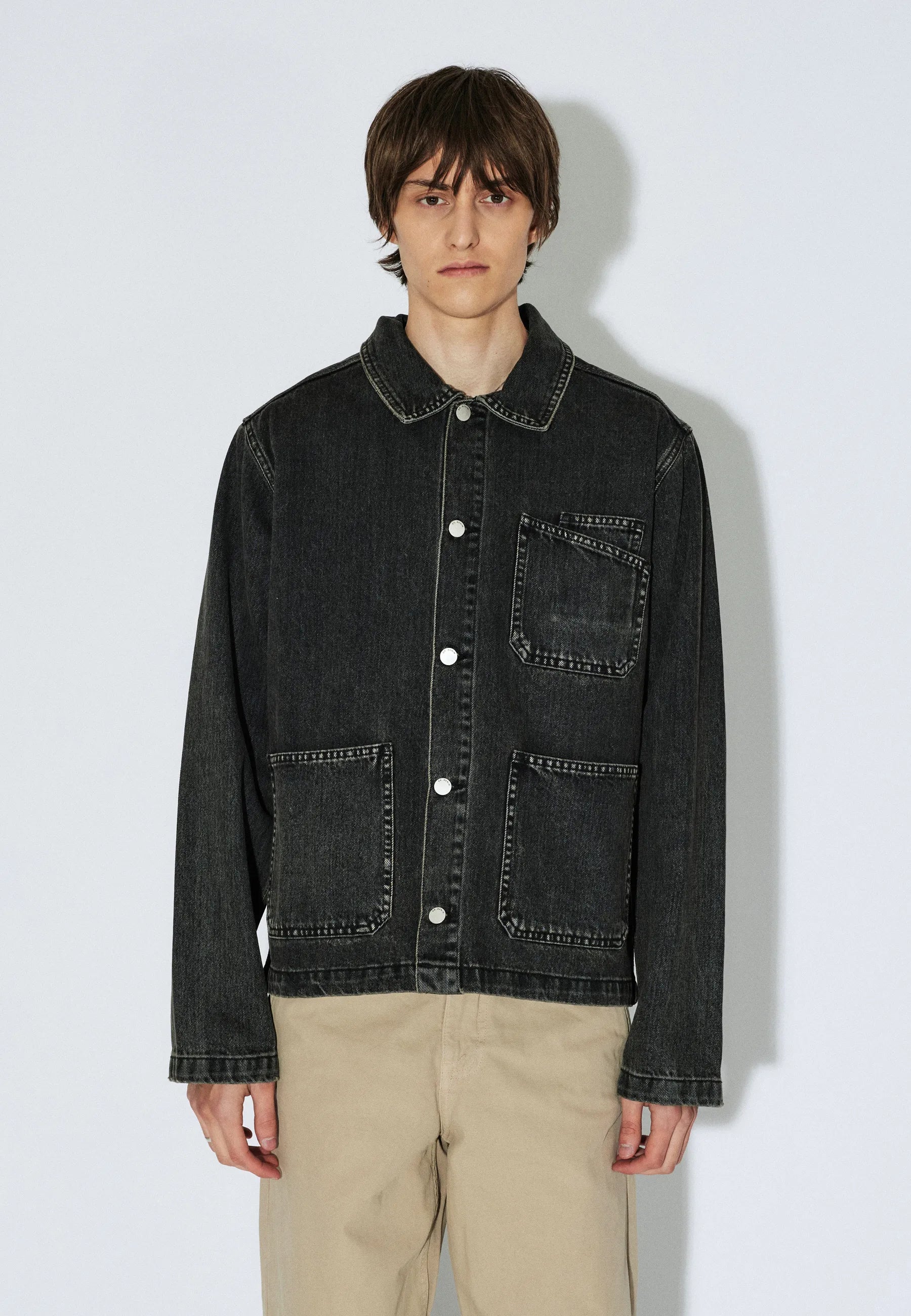 Evon Worker Jacket - Aged Black - Image 13