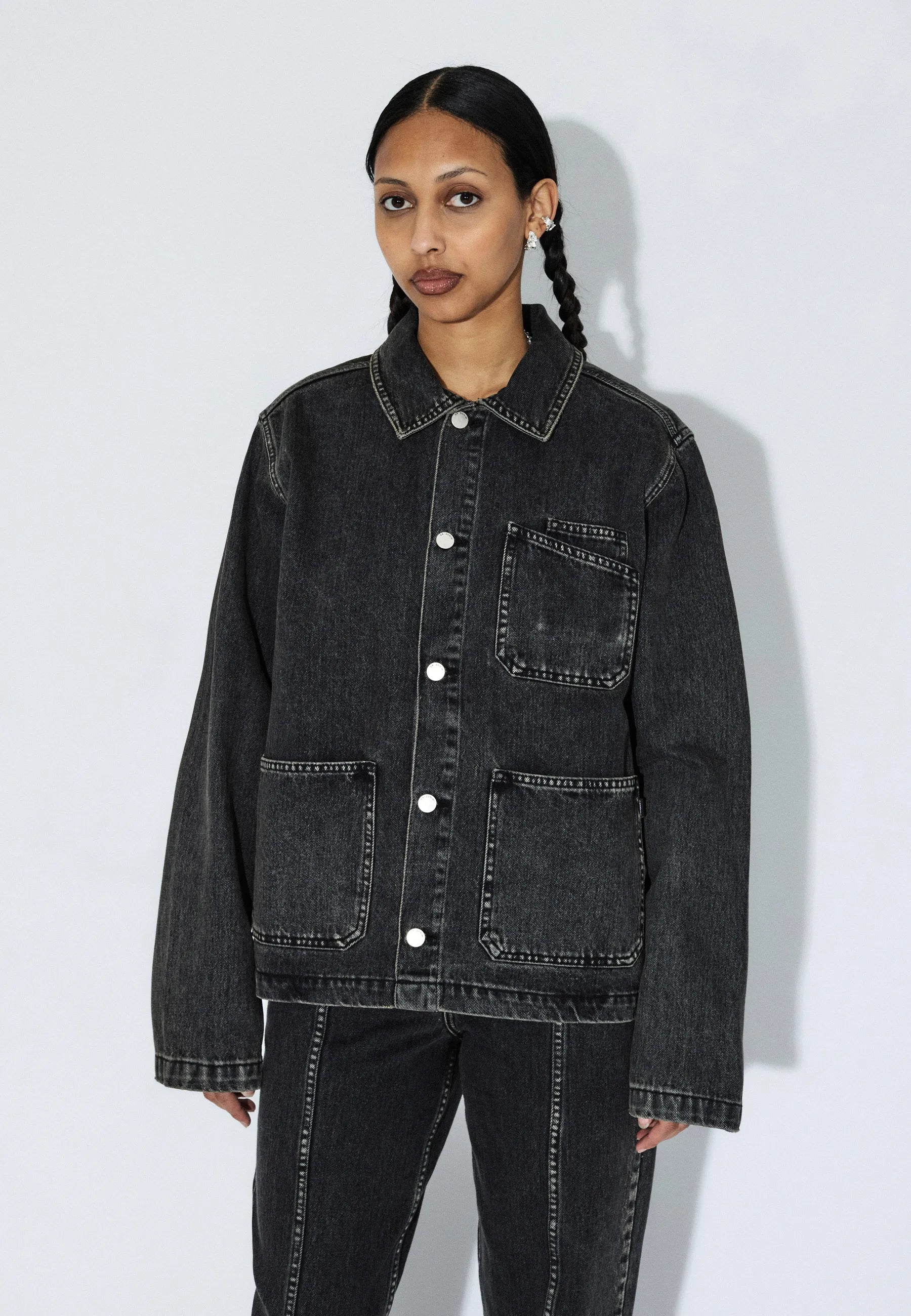 Evon Worker Jacket - Aged Black - Image 4