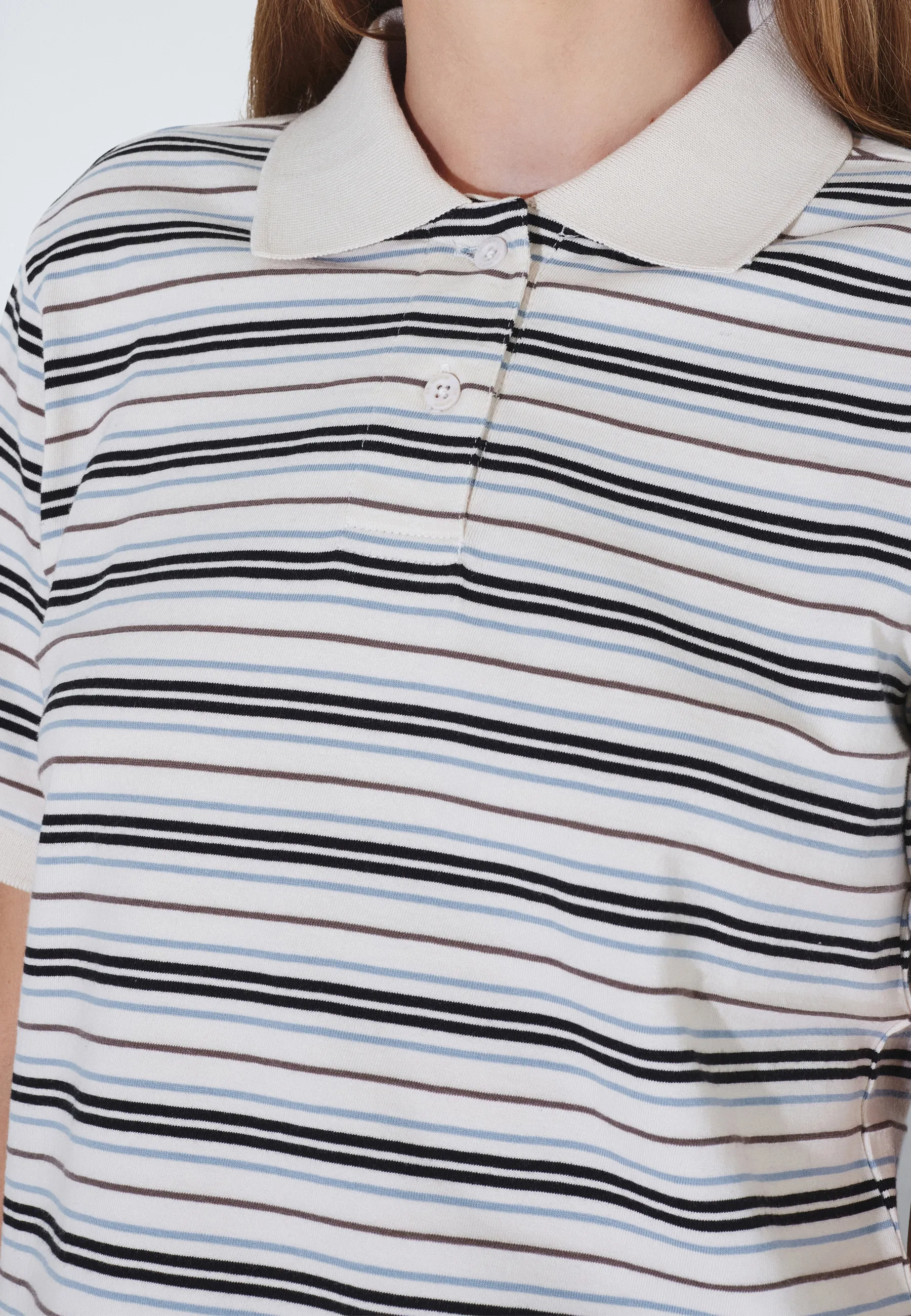 Jade SS Polo - Ecru Stripe - Image 7