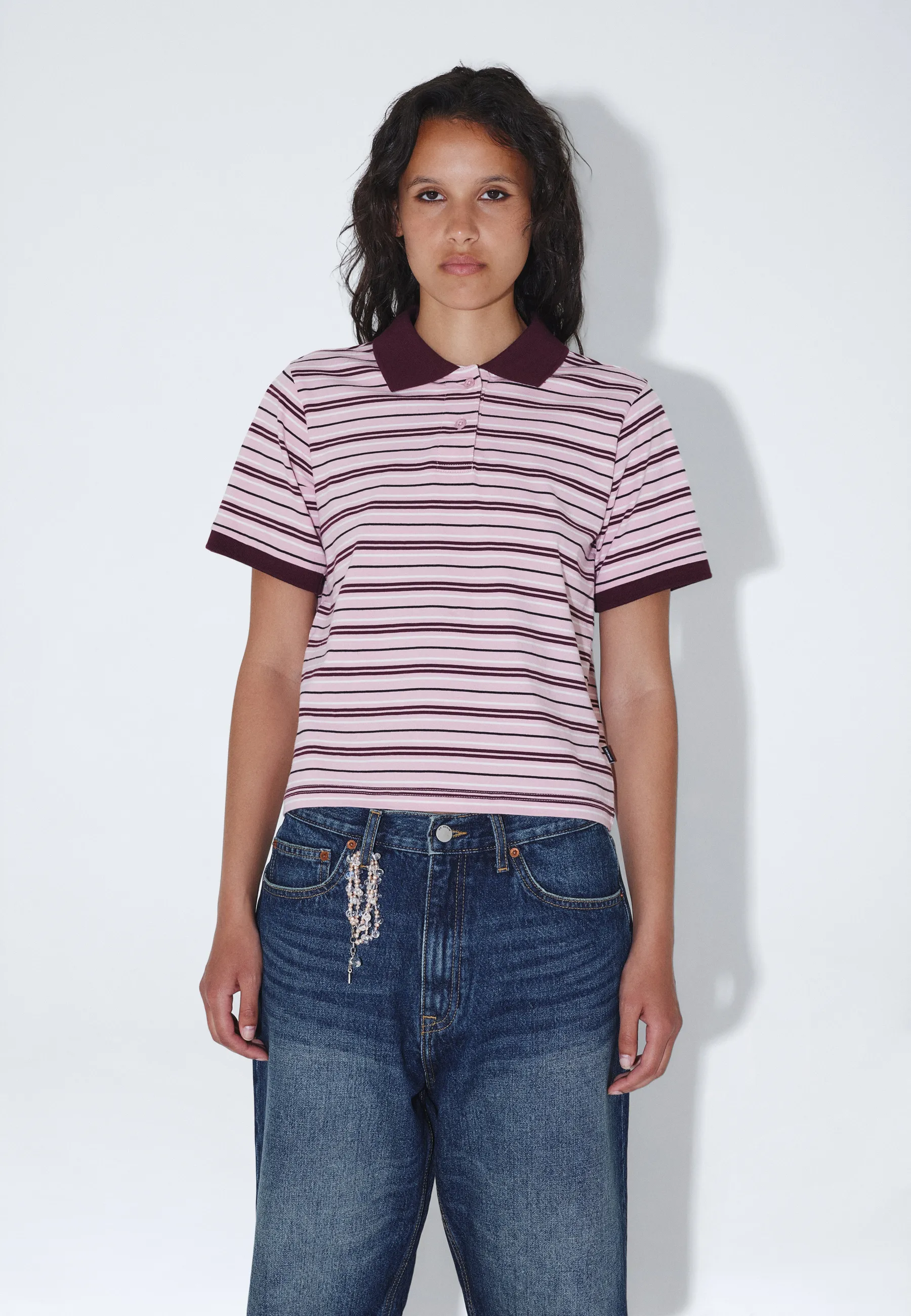 Jade SS Polo - Pink Stripe - Image 5
