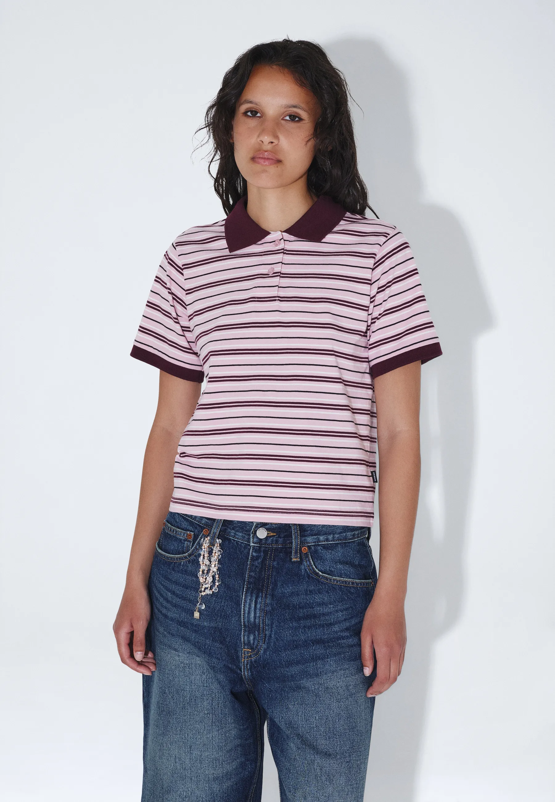 Jade SS Polo - Pink Stripe - Image 6