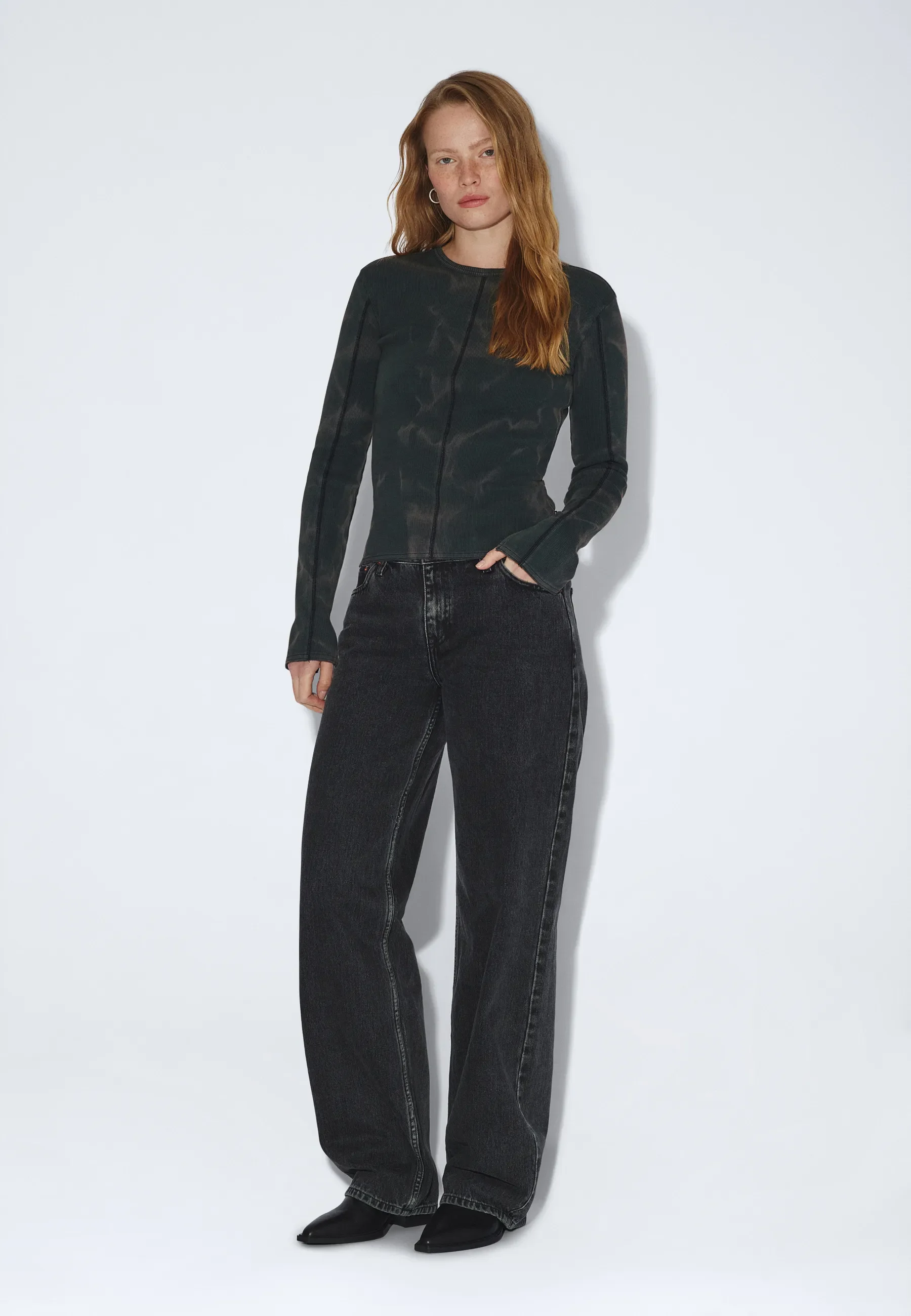 Ruth Rib Top - Washed Black Green - Image 2
