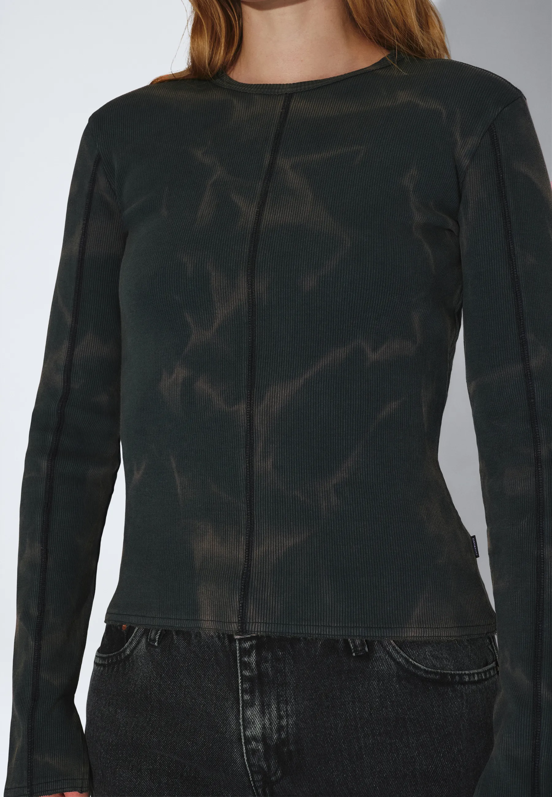 Ruth Rib Top - Washed Black Green - Image 8