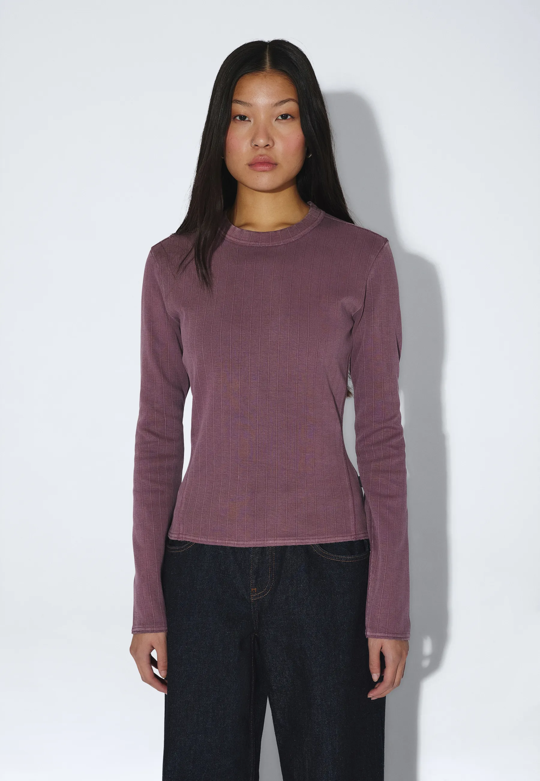 Stella Seam Rib Top - Washed Aubergine - Image 5