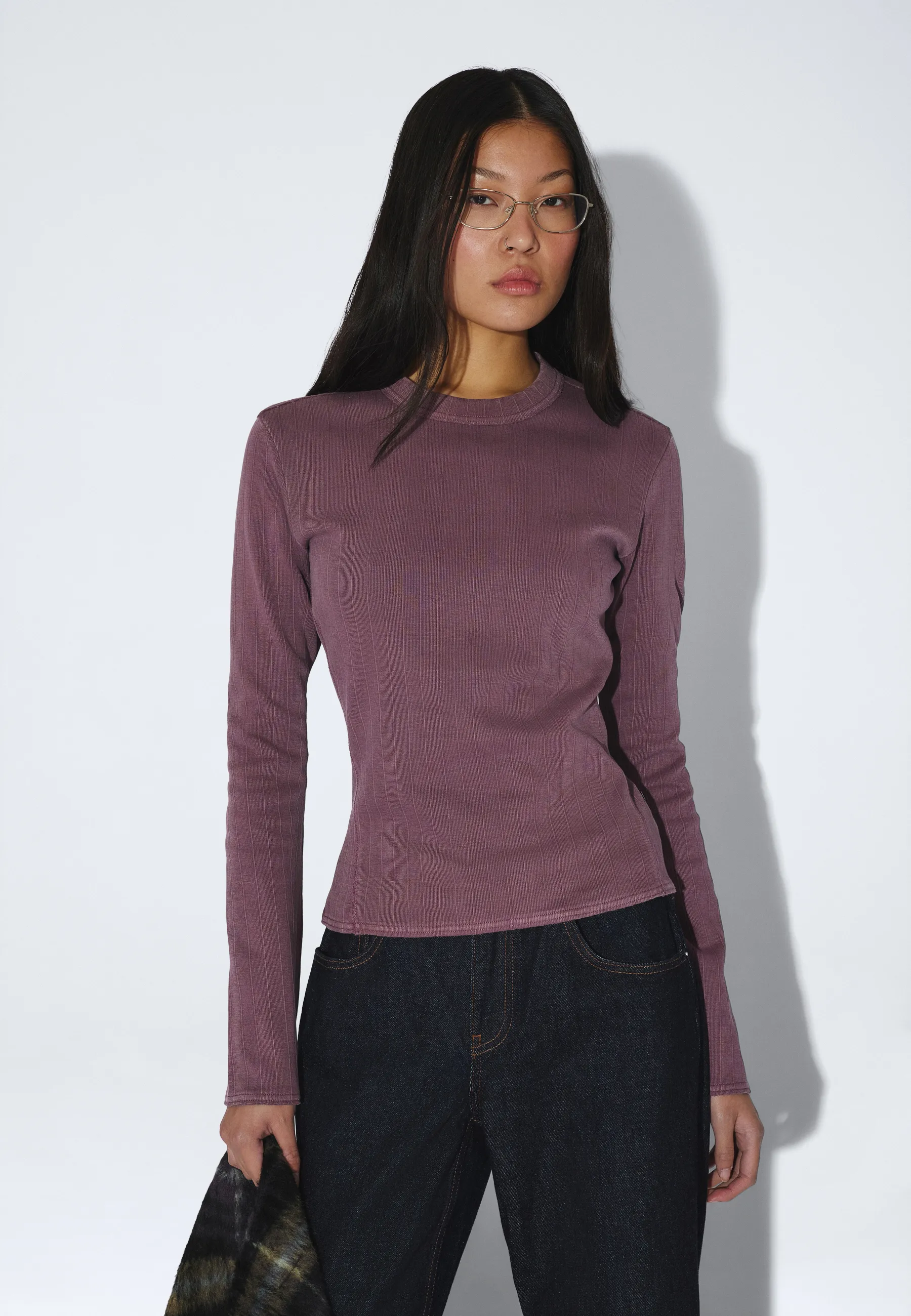 Stella Seam Rib Top - Washed Aubergine - Image 7