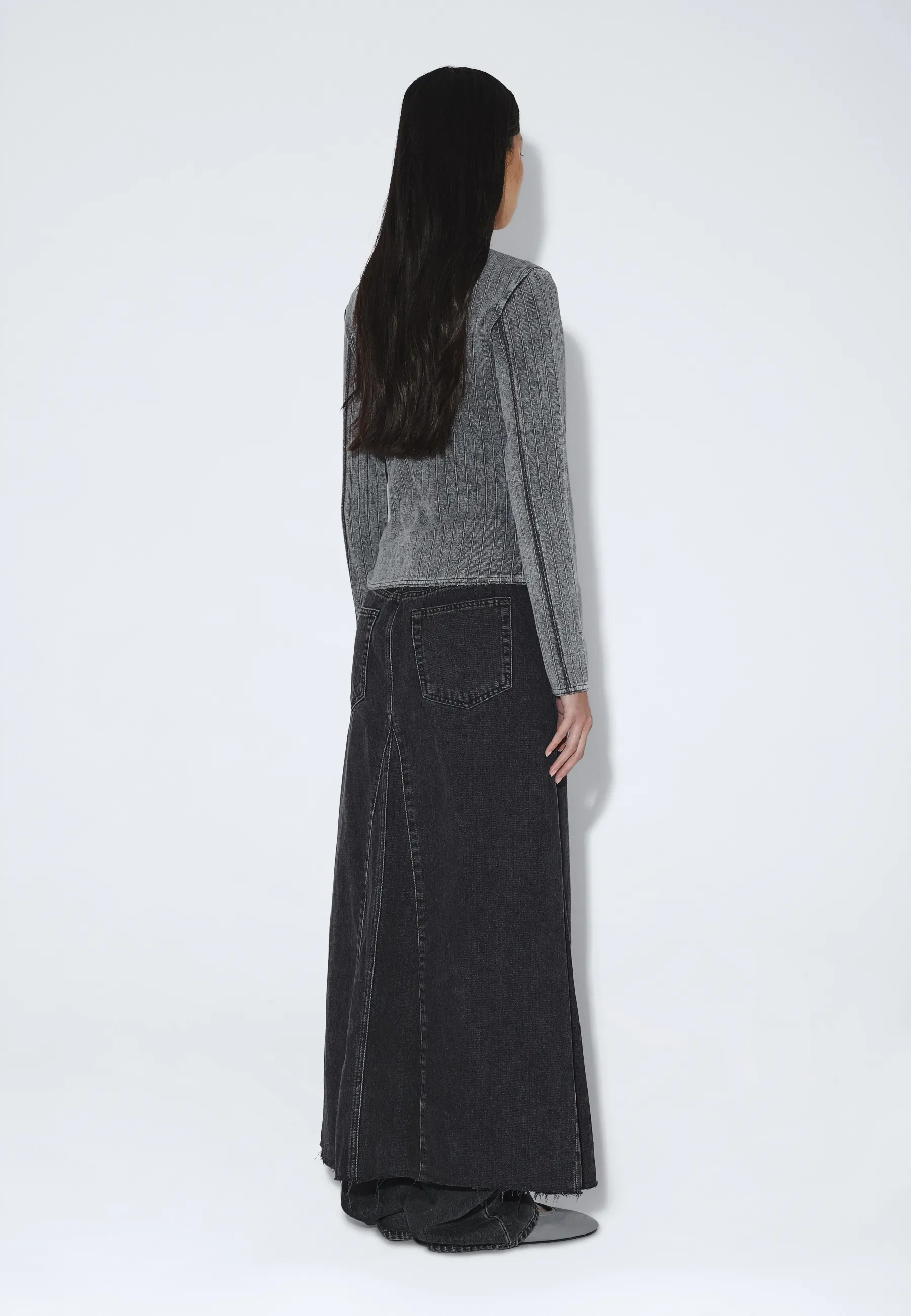 Stella Seam Rib Top - Washed Grey - Image 4