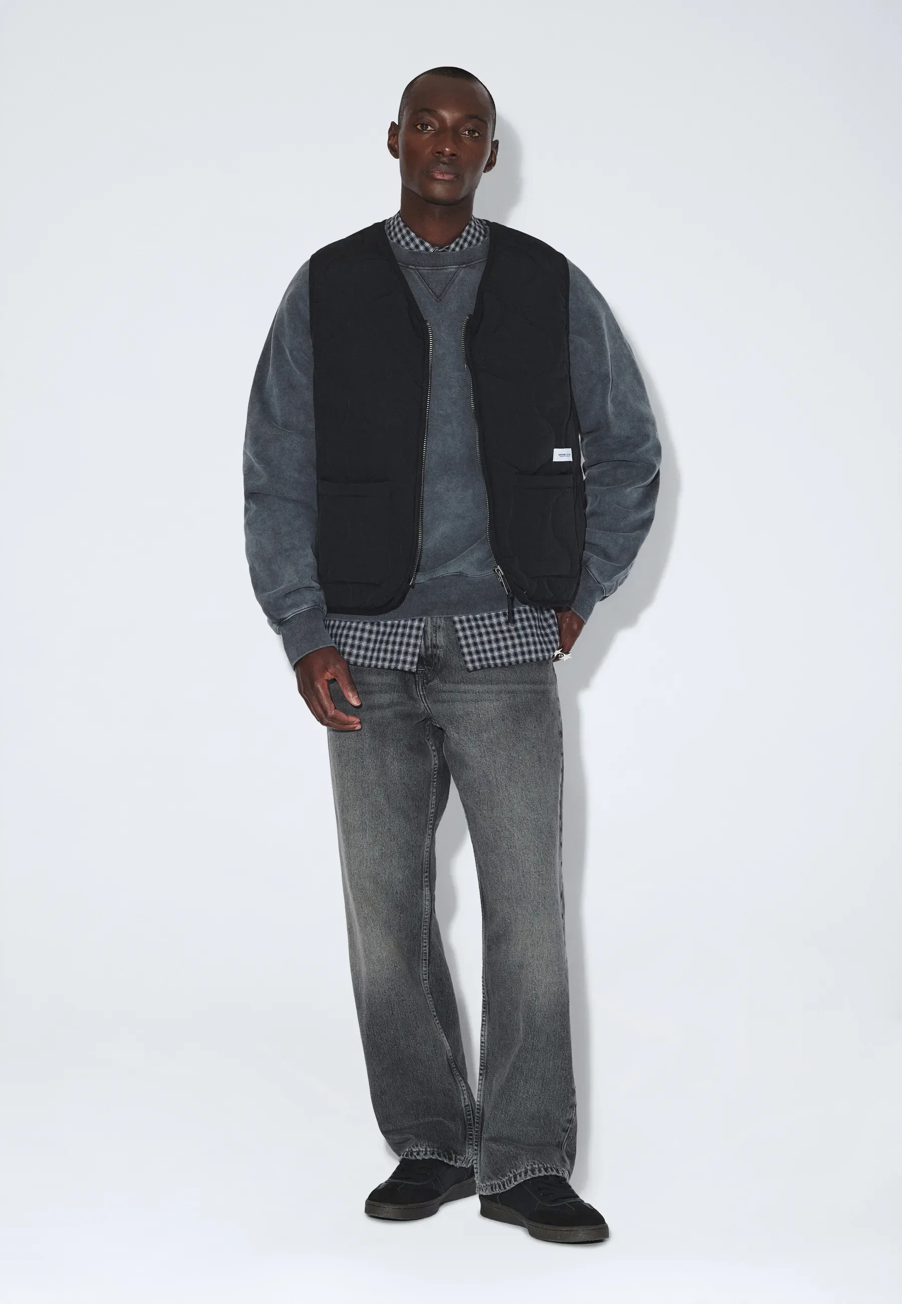 Terry Quilted Vest - Black