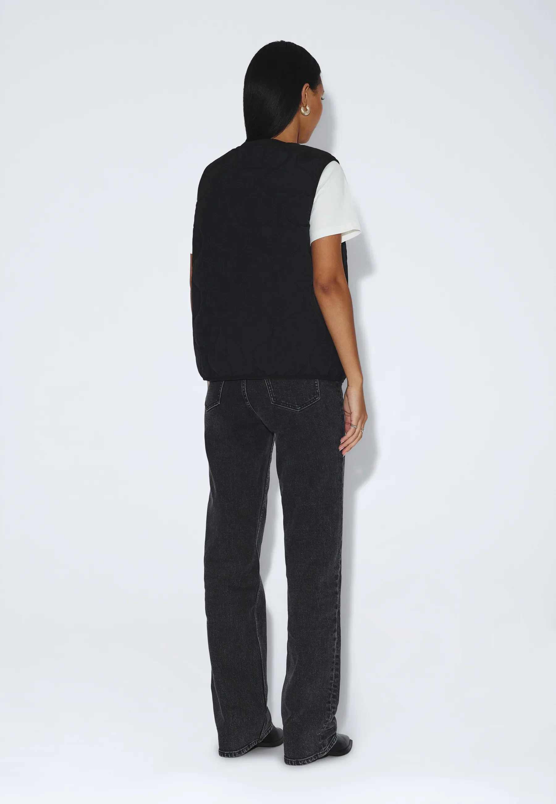 Terry Quilted Vest - Black - Image 10