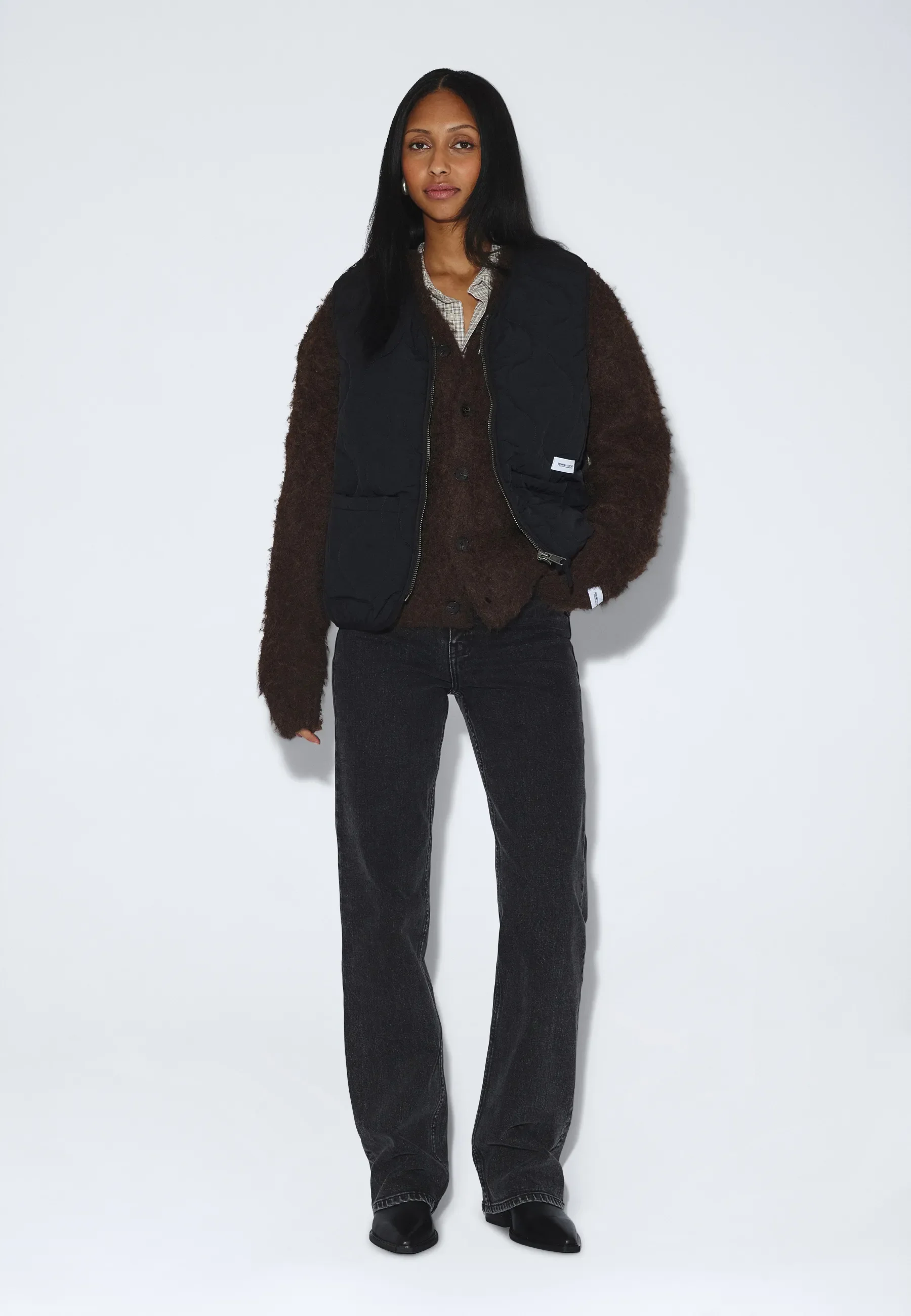 Terry Quilted Vest - Black - Image 6