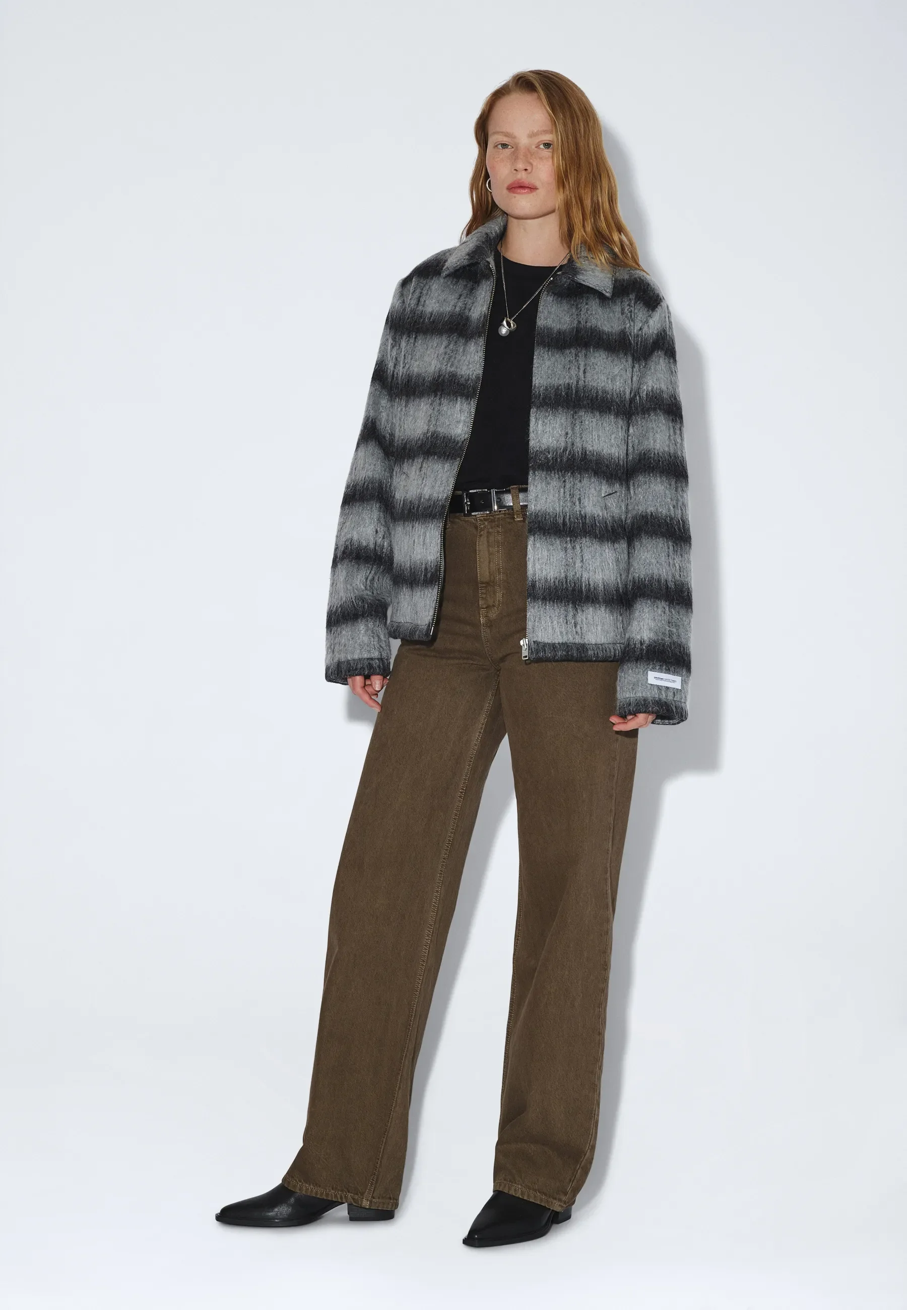 Warren Zip Jacket - Black Grey Check - Image 4