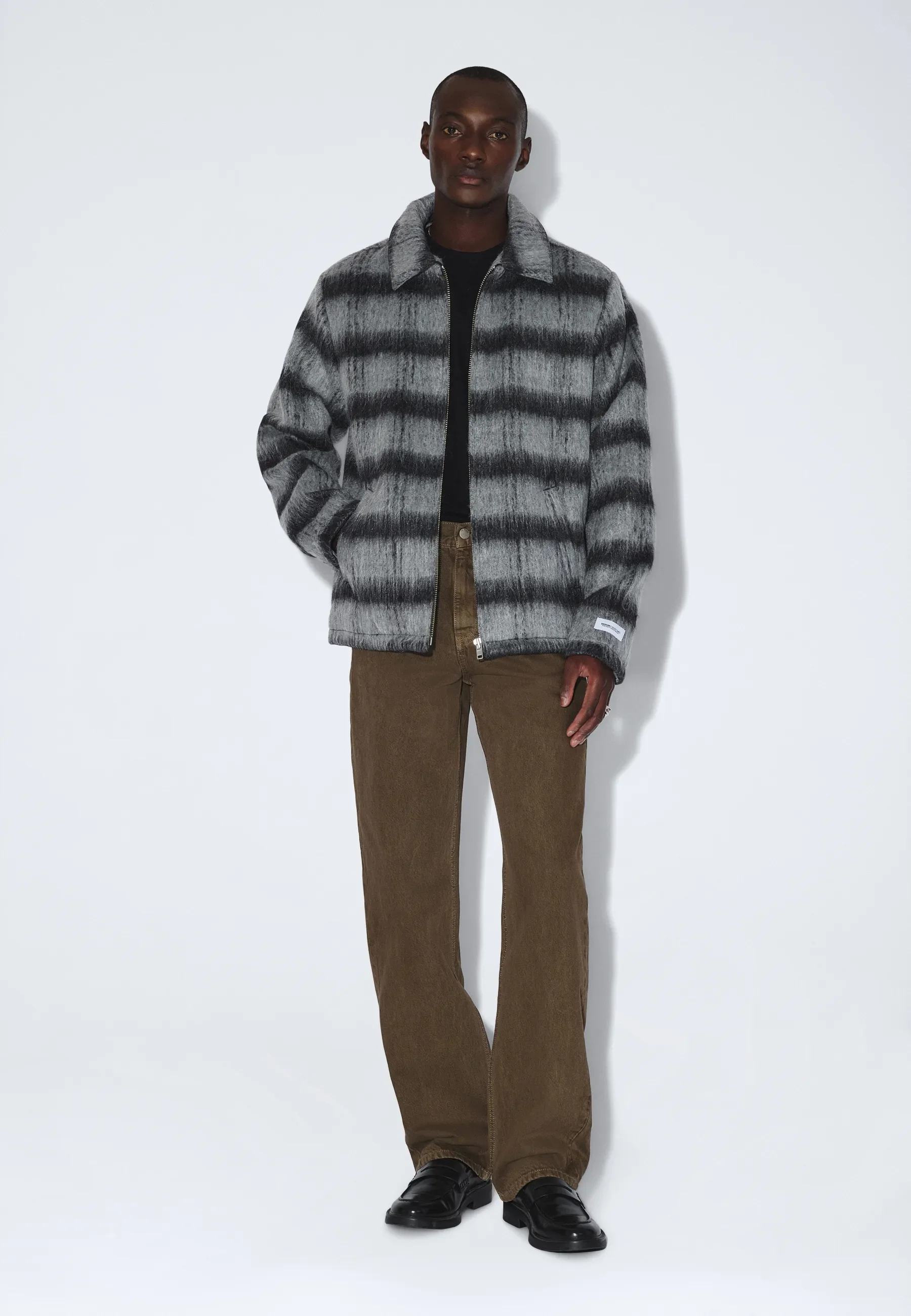 Warren Zip Jacket - Black Grey Check - Image 5
